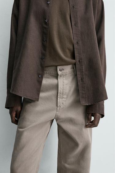 FADED STRAIGHT-LEG JEANS - Light beige by Zara - Image 6