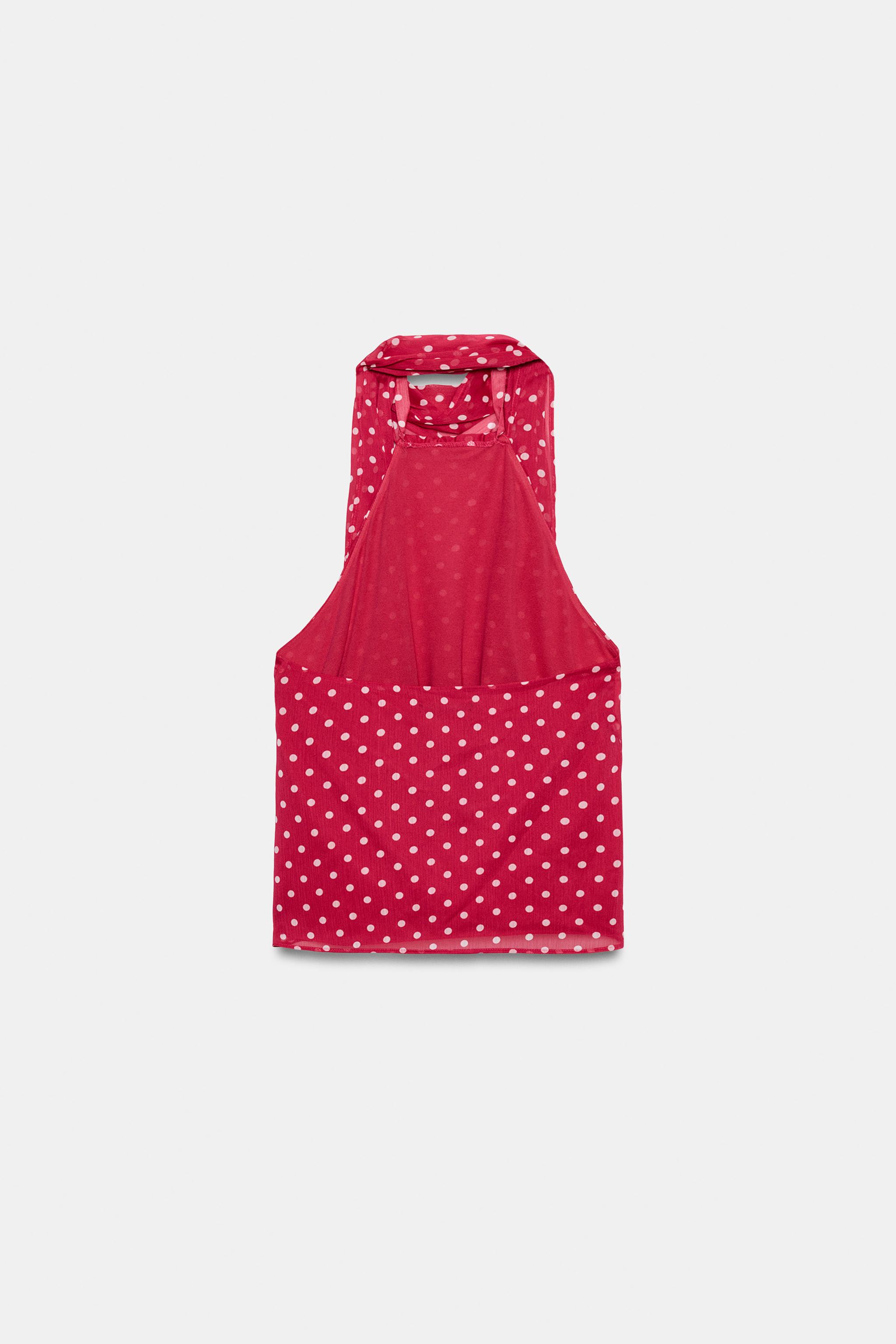 PUANTİYELİ FIRFIRLI HALTER YAKA TOP - Görsel 9