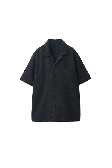 TEXTURED BOWLING SHIRT - Black by Zara