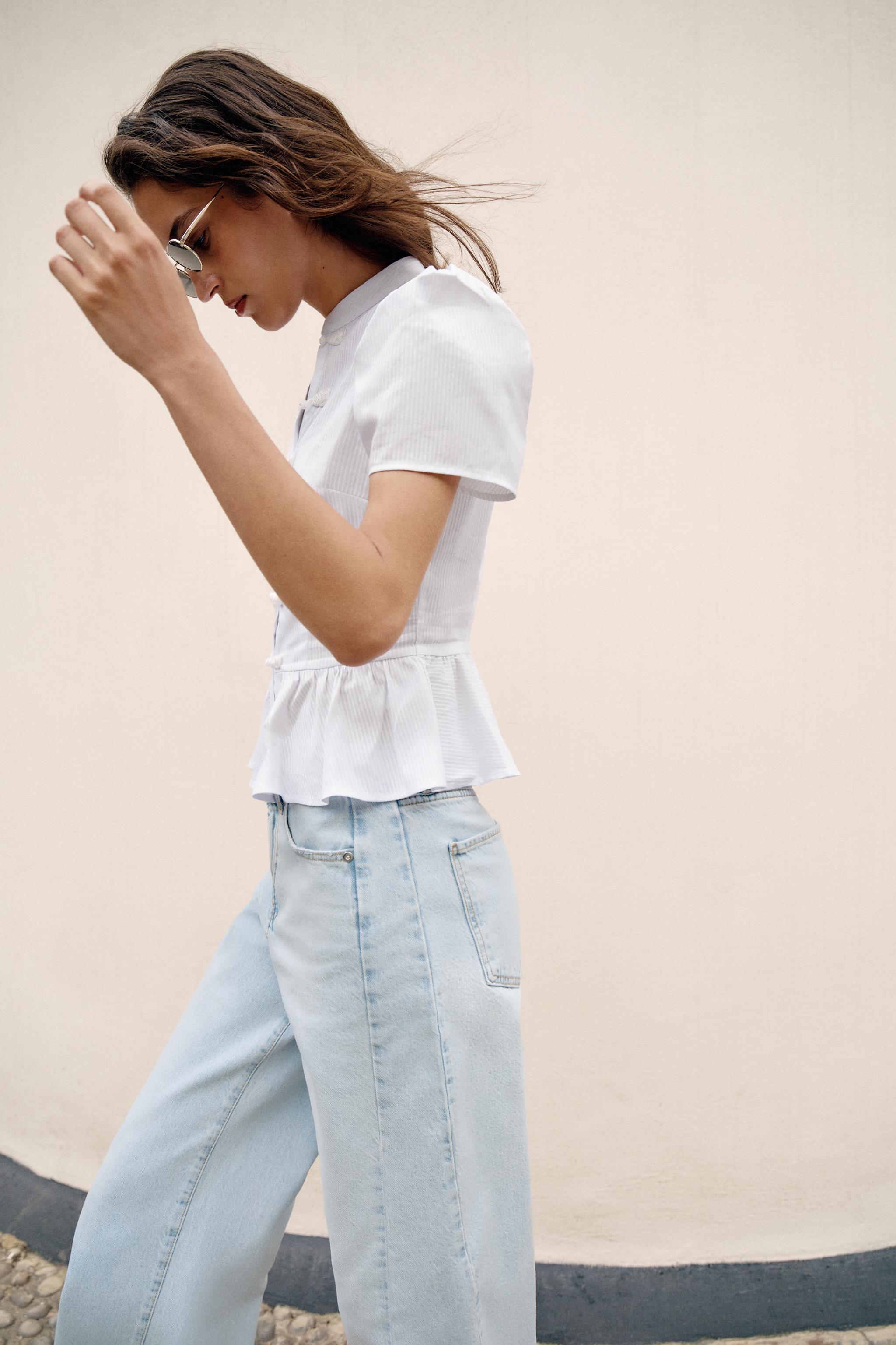 FROG FASTENING PEPLUM SHIRT