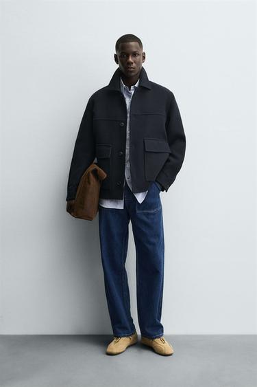 REGULAR FIT 3/4 LENGTH COAT WITH POCKETS - Navy blue by Zara - Image 0