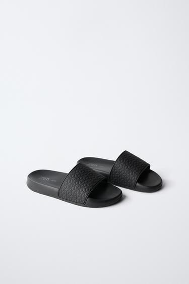 SANDALI A FASCIA IN RILIEVO - Nero di Zara
