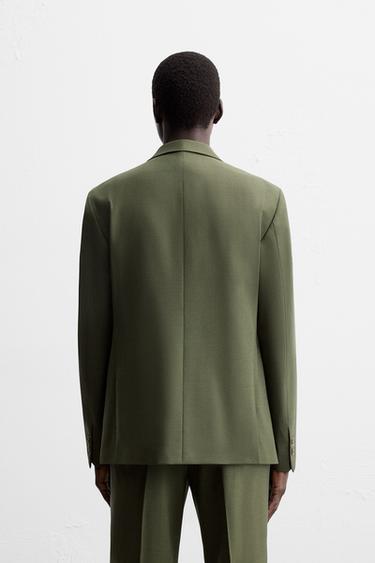DOUBLE-BREASTED WOOL SUIT BLAZER - Green by Zara - Image 2