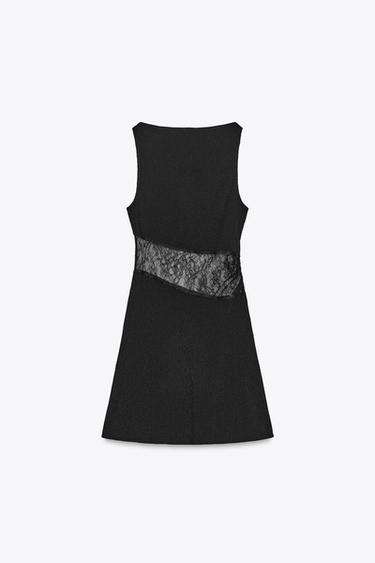 ROBE COURTE COMBINÉE EN DENTELLE - Noir de Zara - Image 6