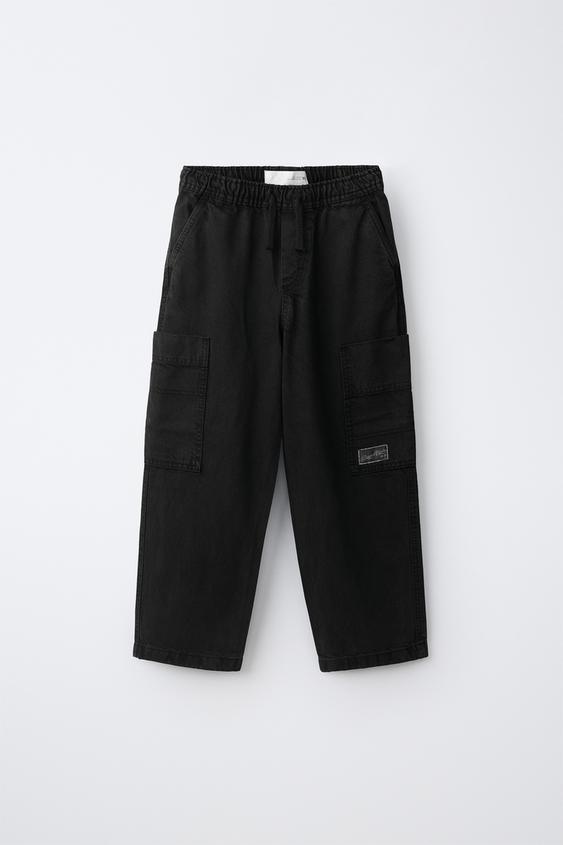 PANTALÓN CARGO FLUIDO - Negro de Zara - Imagen 0
