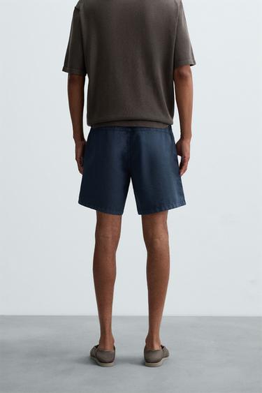 WASHED COTTON BERMUDA SHORTS - Navy blue by Zara - Image 2