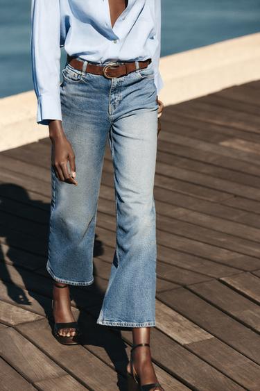 Zara Z1975 BELTED HIGH-WAISTED CULOTTES - Mid-blue