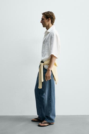 CHEMISE POLO FLUIDE À SURPIQÛRES - Écru de Zara - Image 3