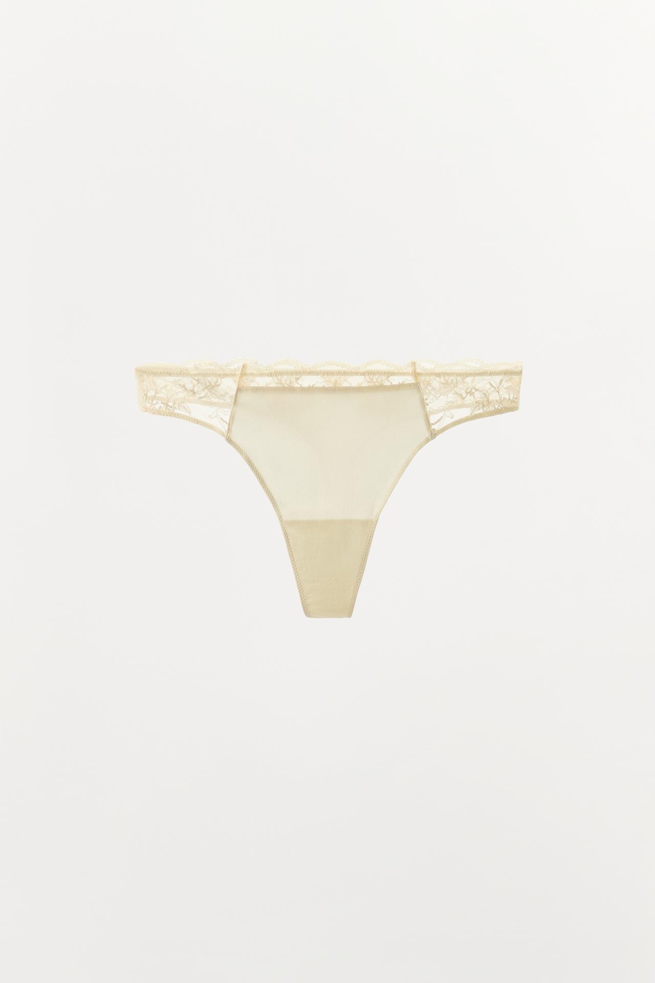 COMBINATION LACE THONG — Ecru