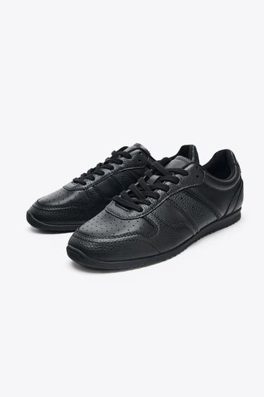 LEATHER TRAINERS - Black by Zara - Image 1