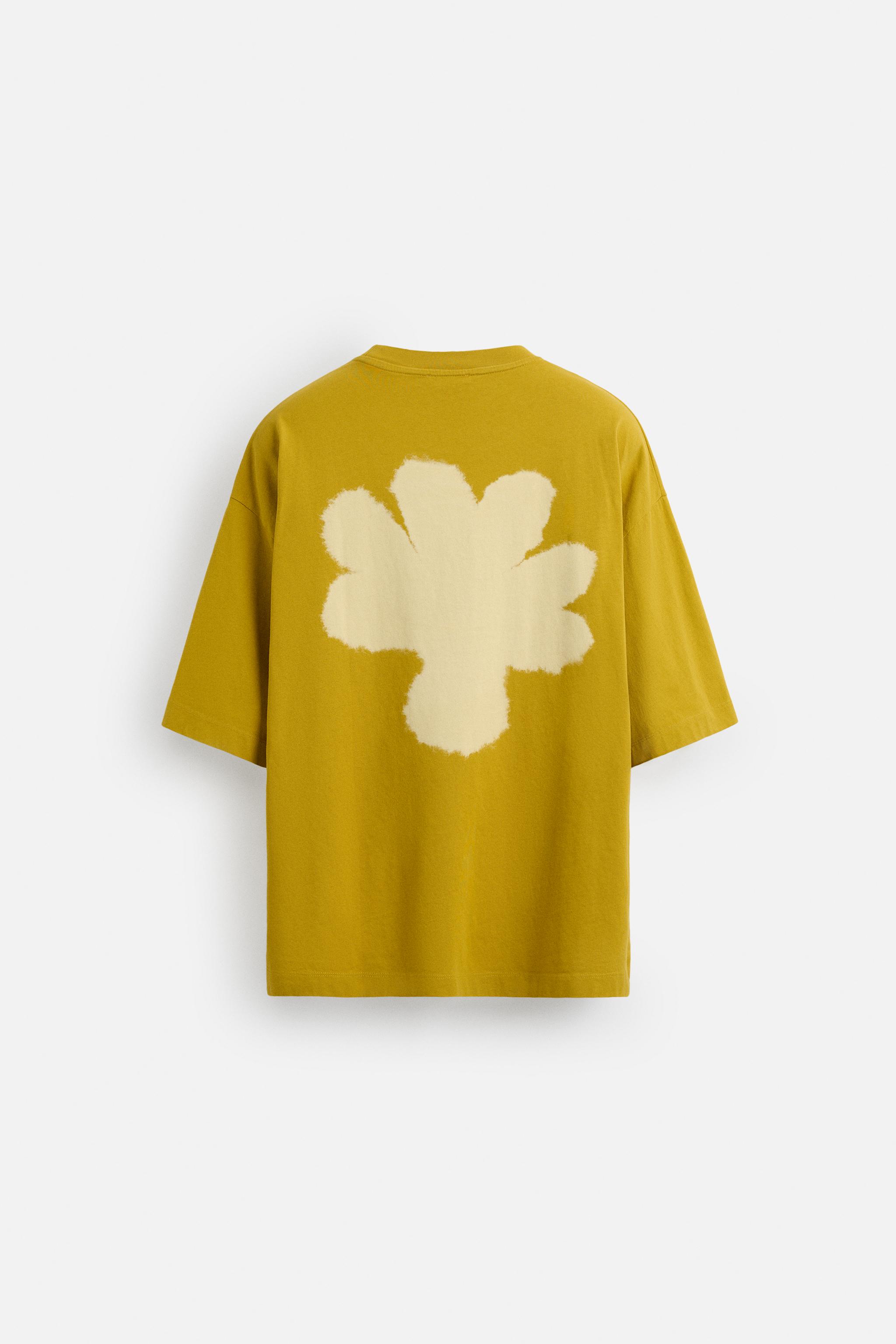 FLORAL PRINT T-SHIRT - Mustard | ZARA United States