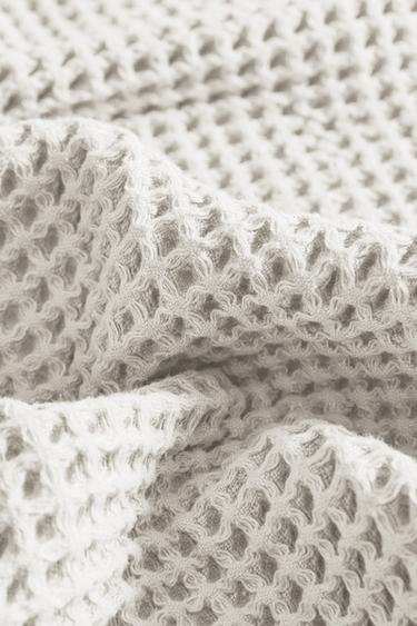 WAFFLE-KNIT COTTON BATH TOWEL - White by Zara - Image 3