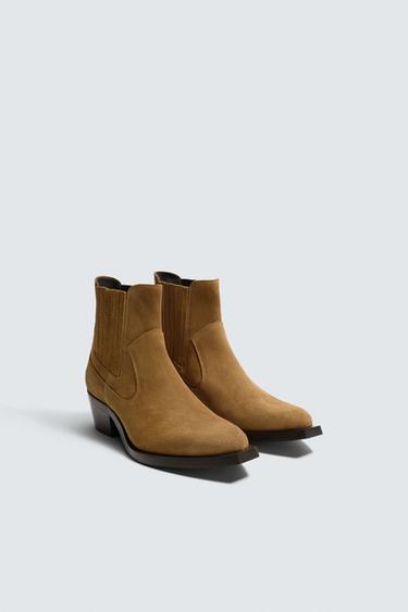BOTA COWBOY PIEL LIMITED EDITION - Beige de Zara