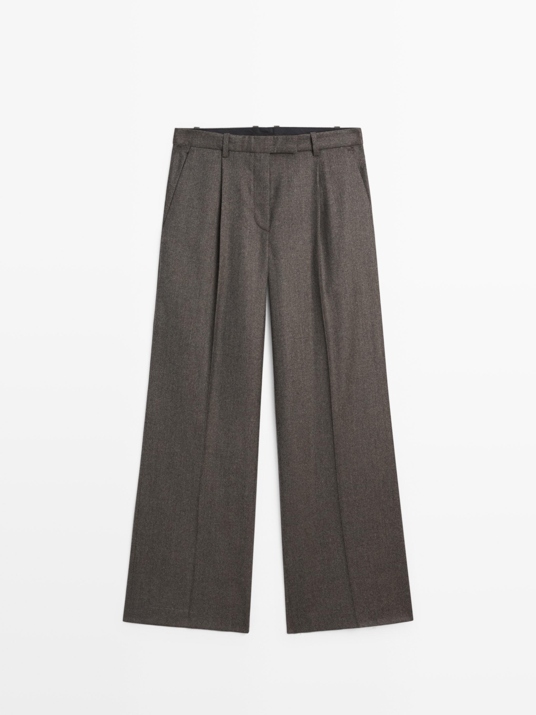 100% wool melange suit trousers