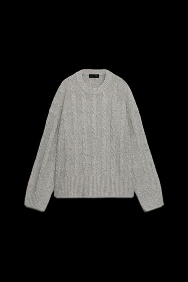 SOFT CABLE KNIT JUMPER - Light grey by Zara - Image 0