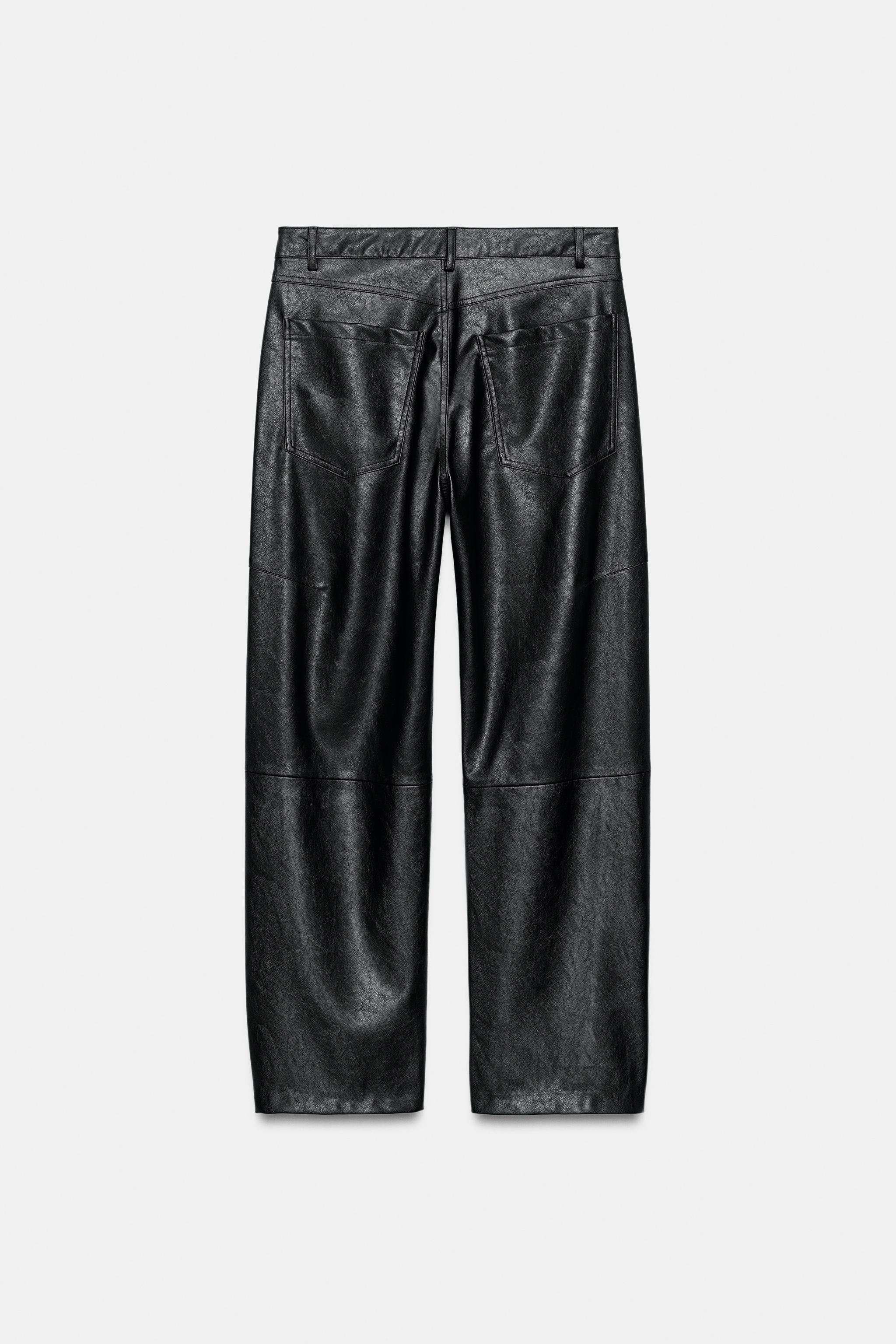 PLEATED LEATHER EFFECT TROUSERS - Black | ZARA Australia