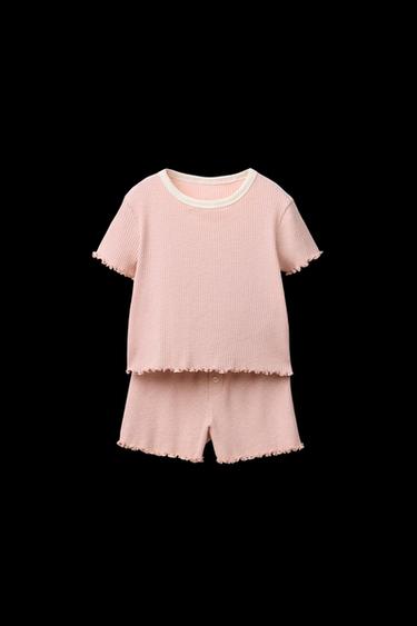6-14 YEARS/ CONTRAST RIBBED PYJAMAS - Dusty pink by Zara - Image 0