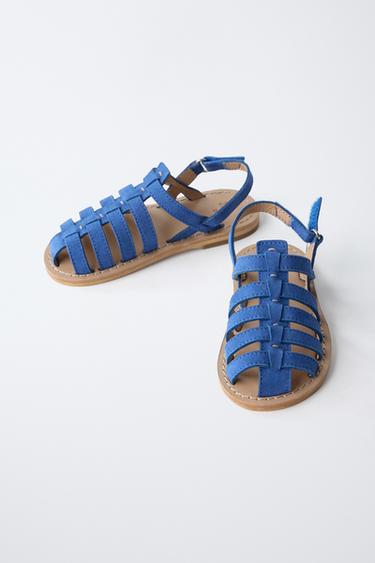 LEATHER CAGE SANDALS - Blue by Zara - Image 3