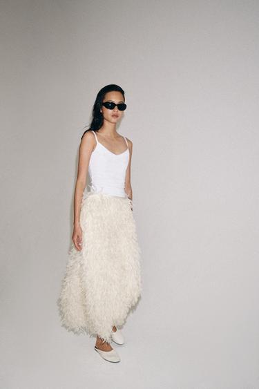 JUPE À PLUMES ZW COLLECTION ÉDITION LIMITÉE - Écru de Zara - Image 3