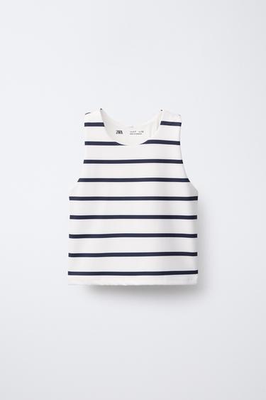 Zara SPORTY STRIPED T-SHIRT - Blue - Image 0