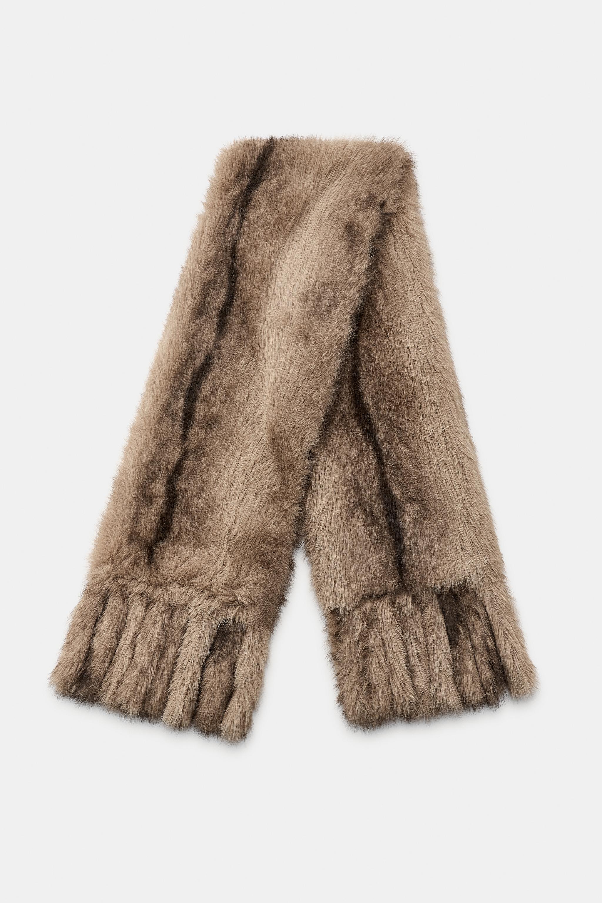 Fringed Faux Fur Scarf by Zara