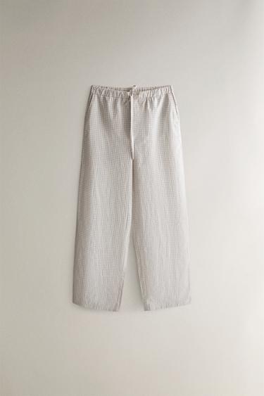 COTTON CHECK TROUSERS - Ecru by Zara - Image 0