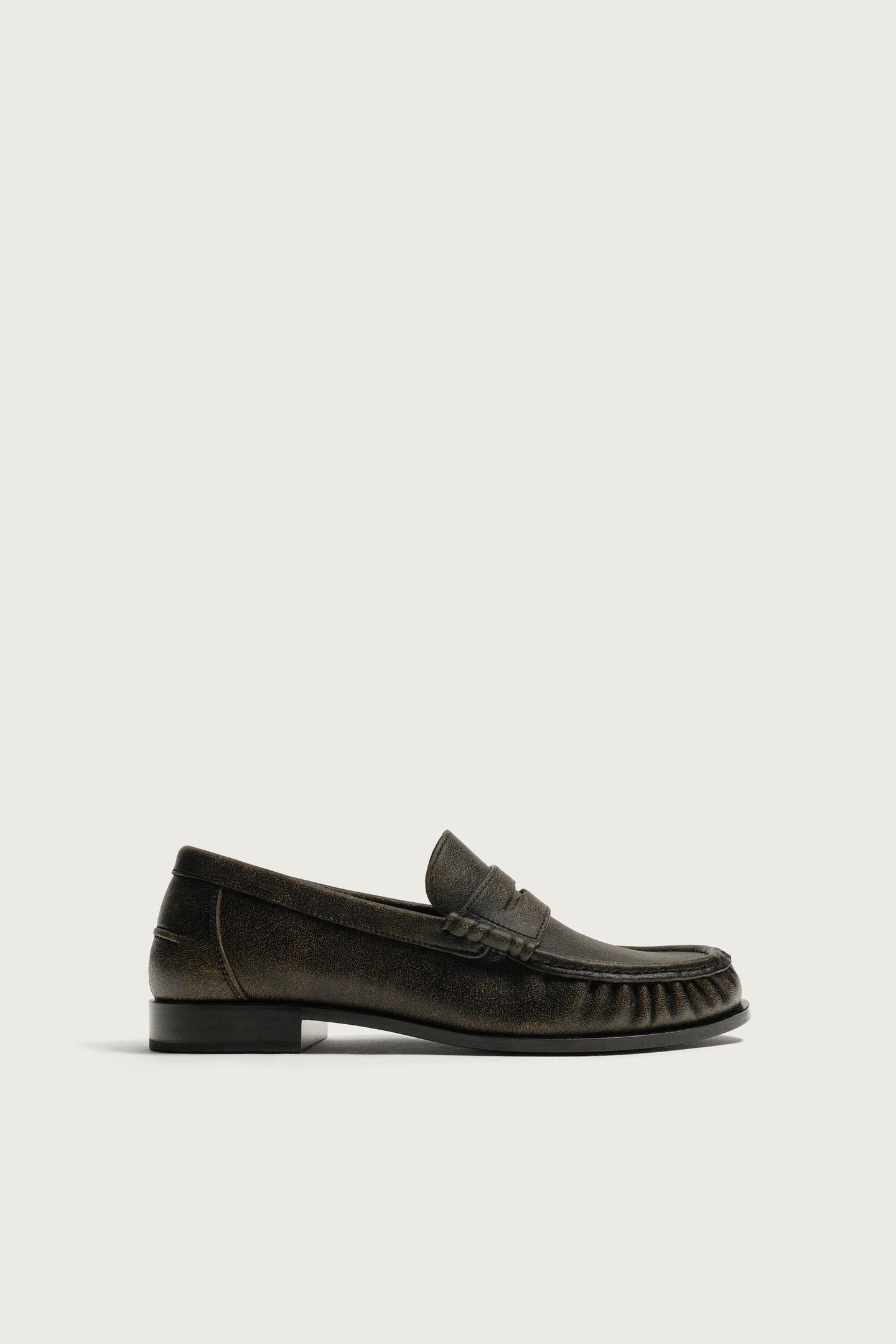 Мужские туфли Zara Leather Penny, цвет: Коричневый — фото 4