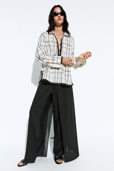 Chemise à carreaux en coton mélangé - Blanc de Zara - Image 0