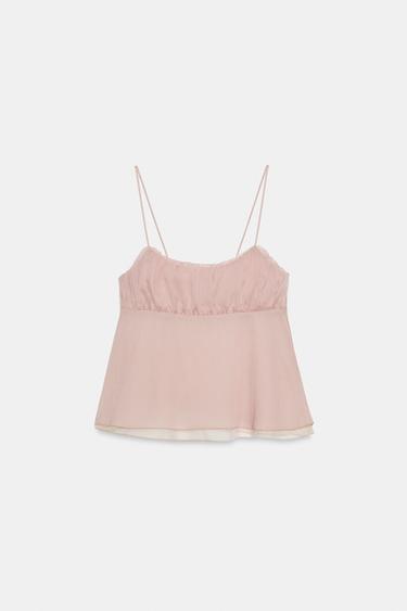 셔링 캐미솔 탑 - Zara 라이트 로즈