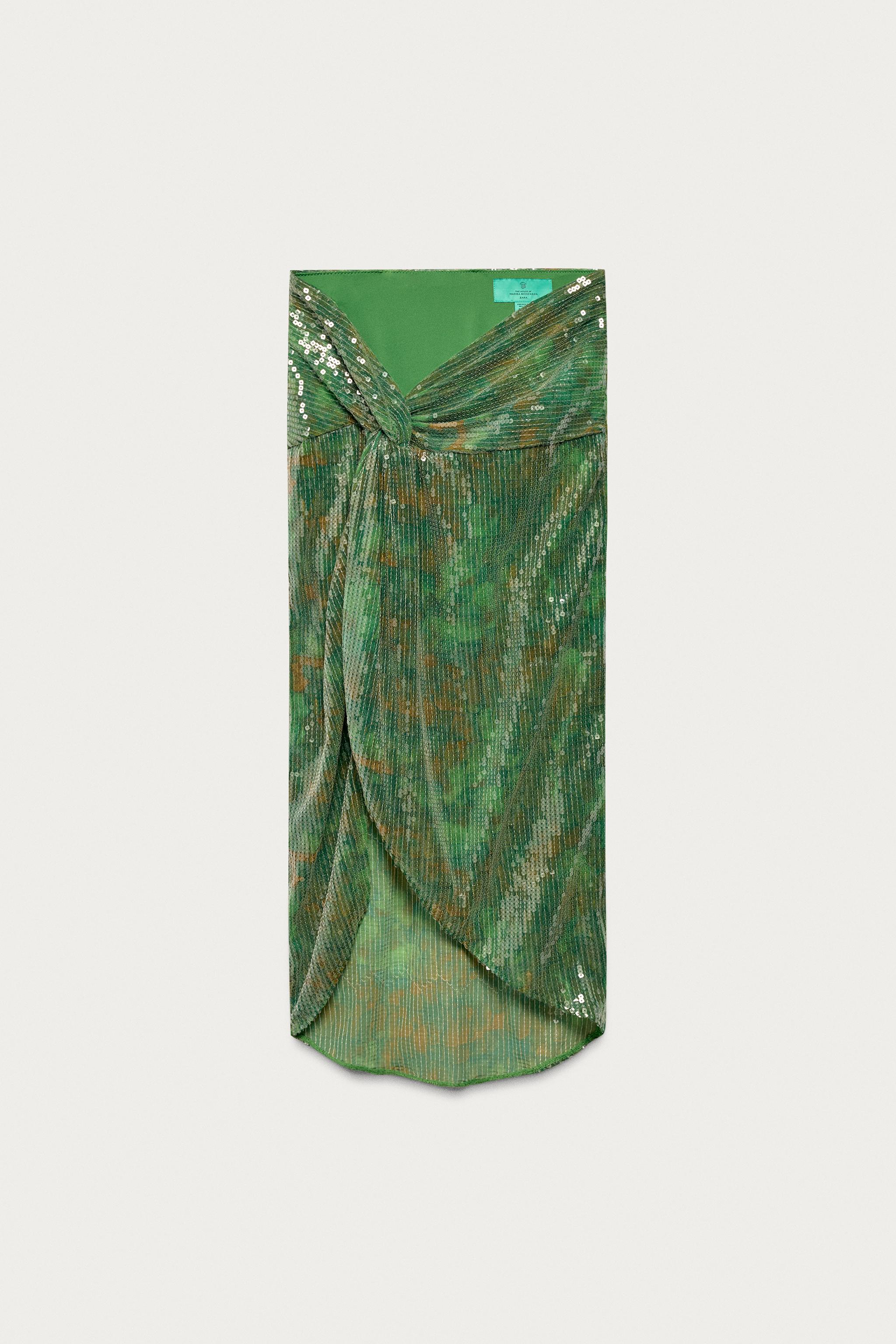 SEQUINED KNOT PAREO MARISA BERENSON X ZARA — Green