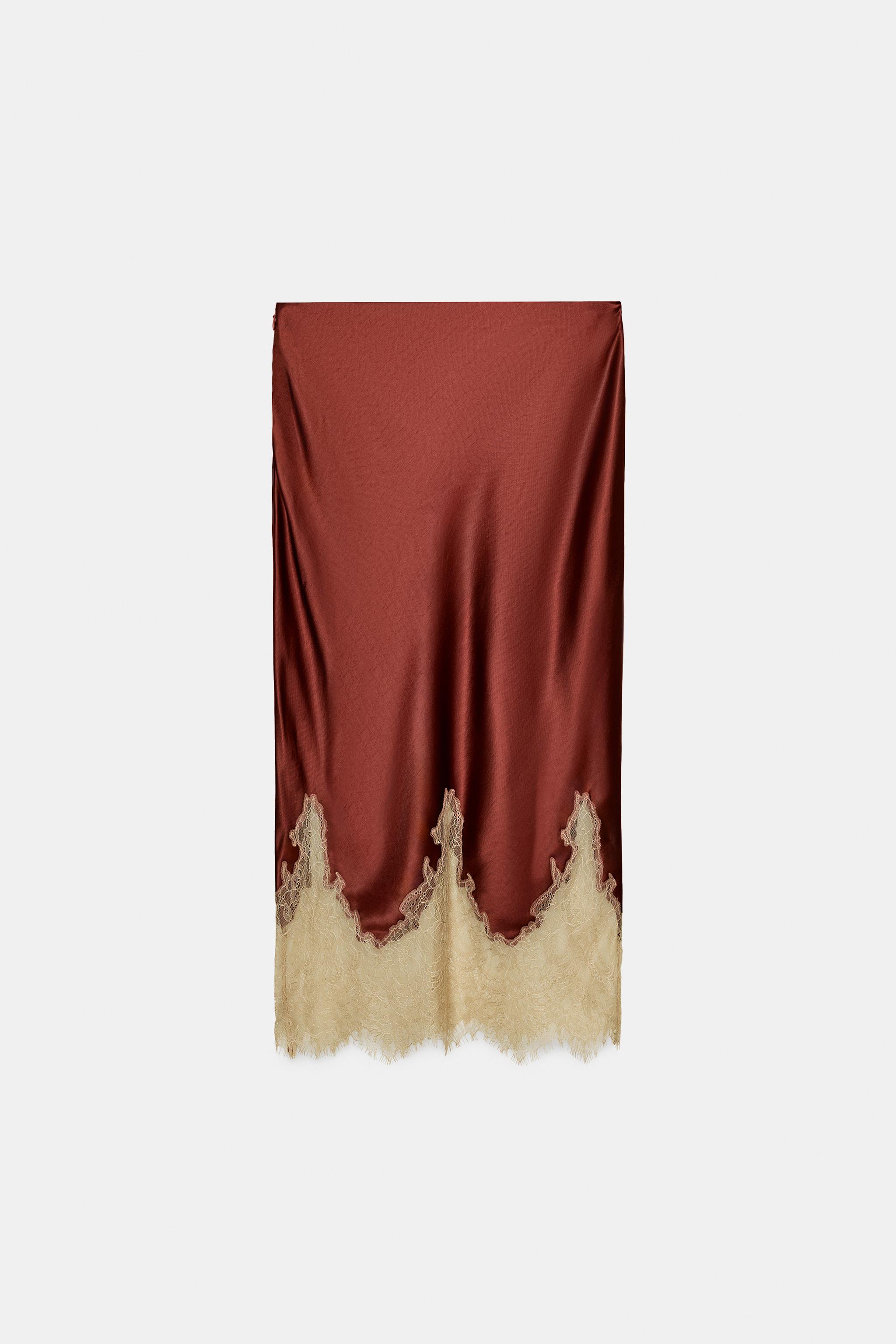 JUPE SATINÉE DENTELLE CONTRASTE ZW COLLECTION