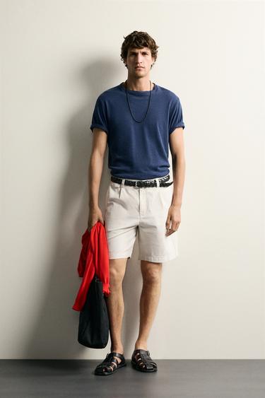 QUẦN SHORT DÁNG REGULAR FIT XẾP LY - Màu xám đá từ Zara - Hình ảnh 0