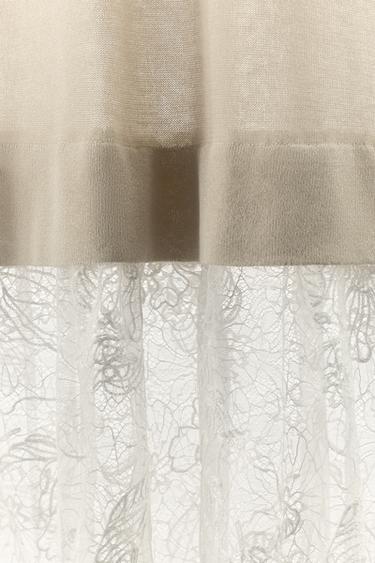 KNIT DRESS WITH COMBINED LACE - Oyster-white by Zara - Image 9