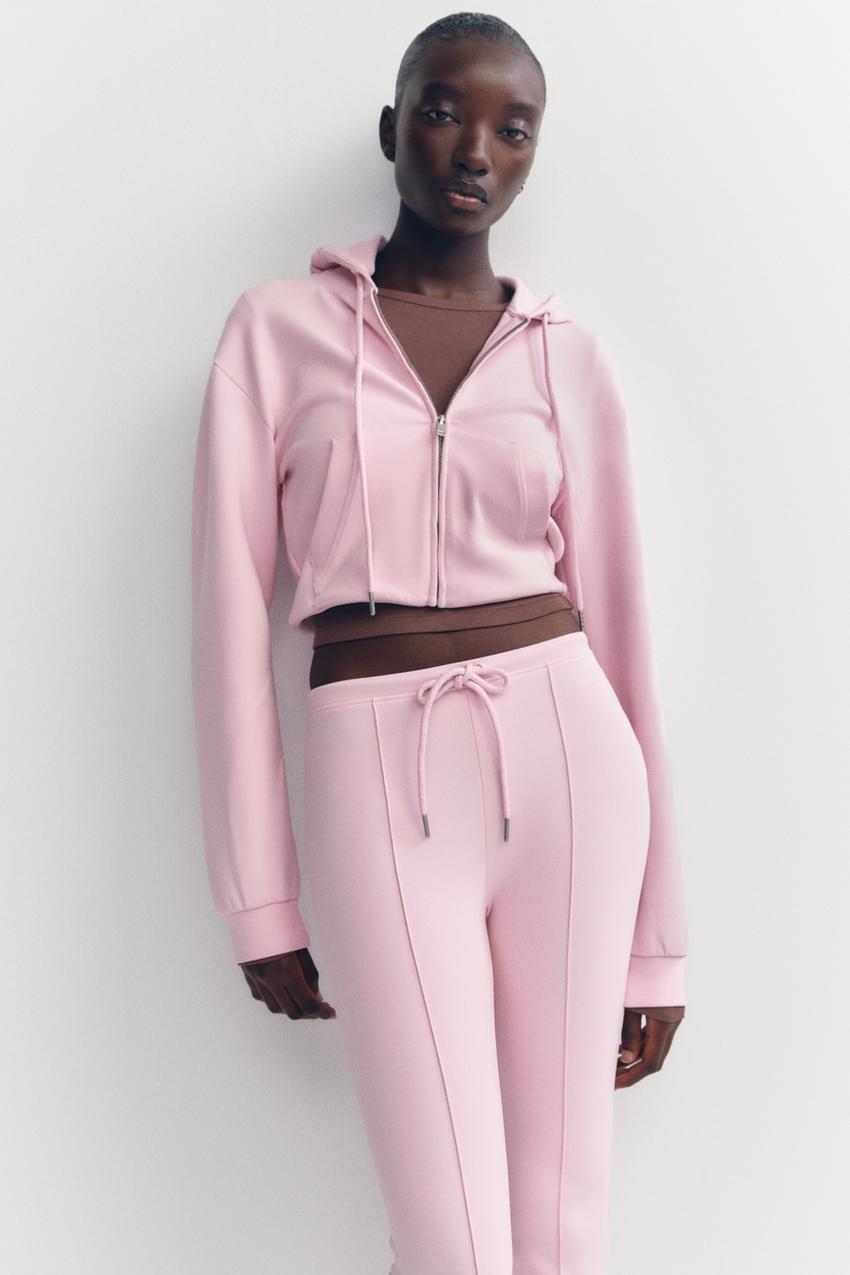 FLARE INTERLOCK PANTS WITH SEAMS