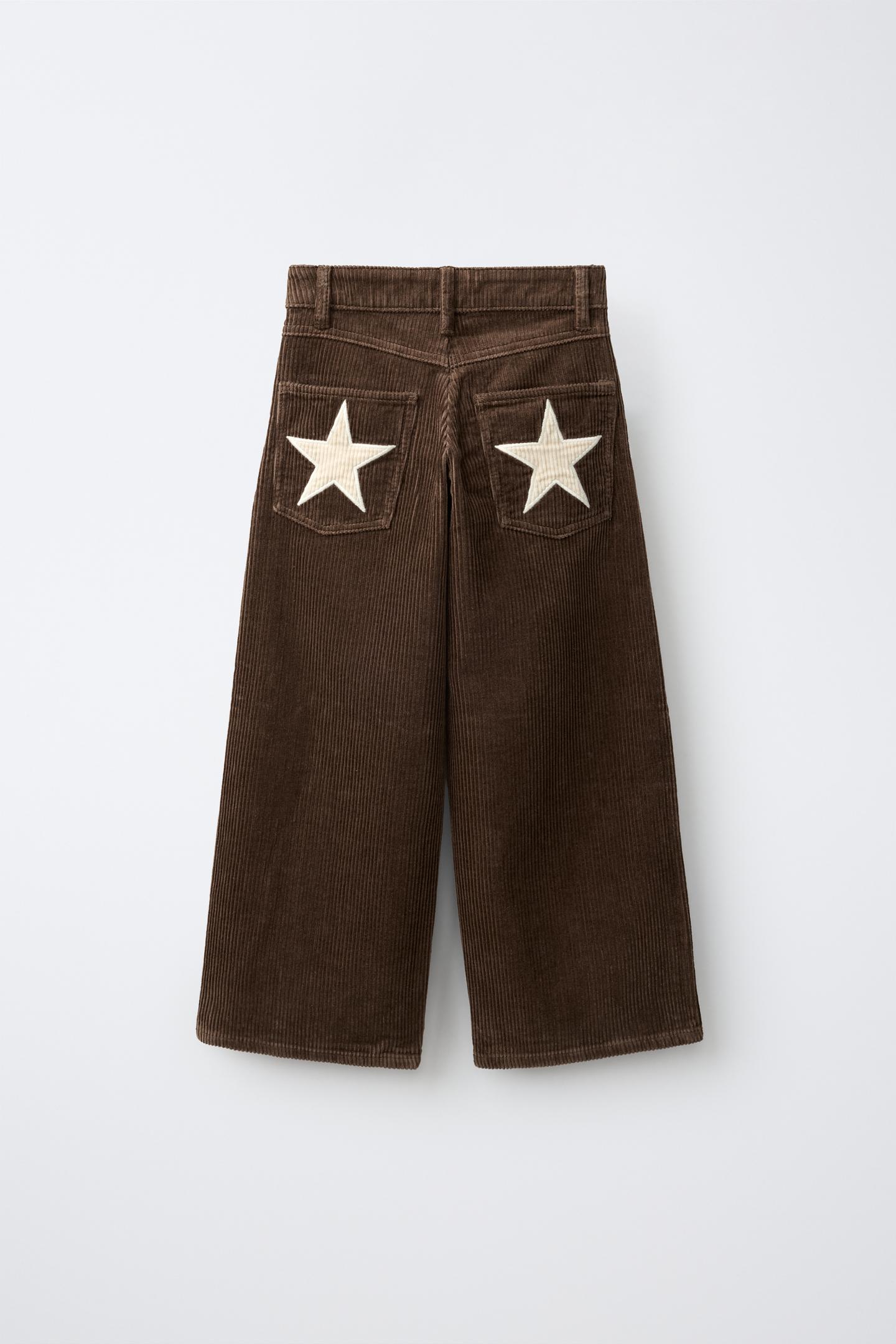 Детские брюки Zara Star Corduroy Wide-Leg, цвет: Коричневый — фото 2