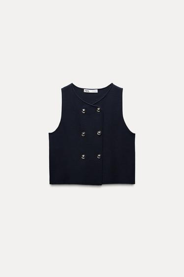 TOP CORTO PUNTO LISO - Marino de Zara