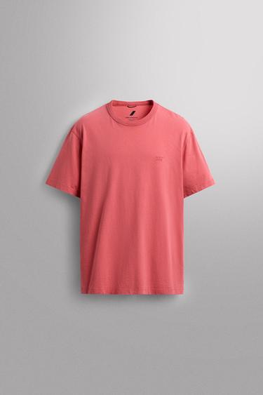 HEAVY WEIGHT EMBROIDERED T-SHIRT - Salmon by Zara