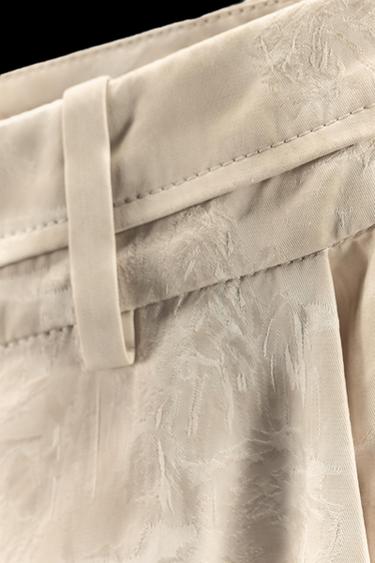 Zara ZW COLLECTION LIMITED EDITION JACQUARD BUTTON PANTS - Ecru