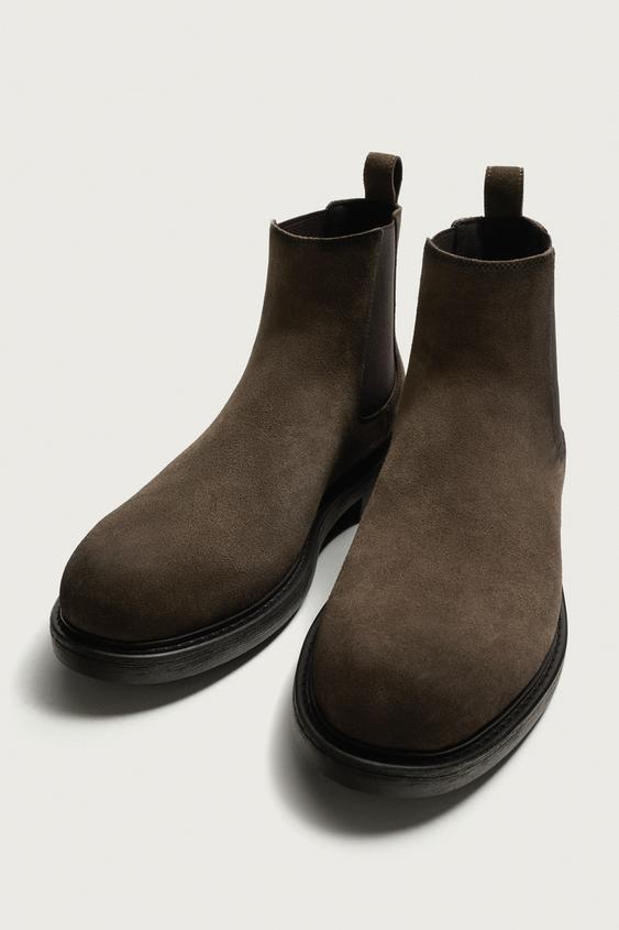 BOTTINES CUIR TRACK - Gris taupe de Zara - Image 4