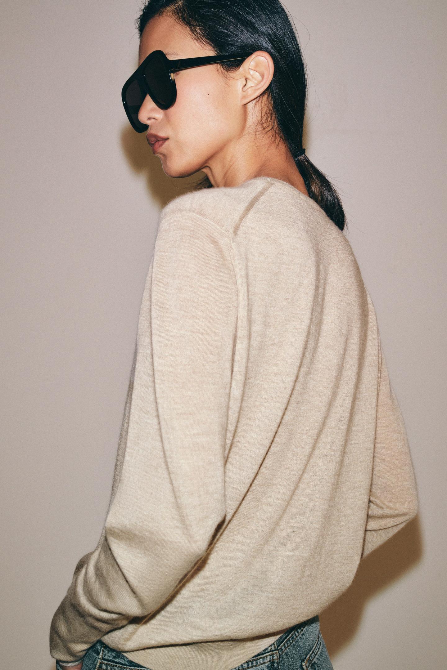 Женский свитер Zara 100% Extra-Fine Cashmere Jumper, цвет: Песочный — фото 3