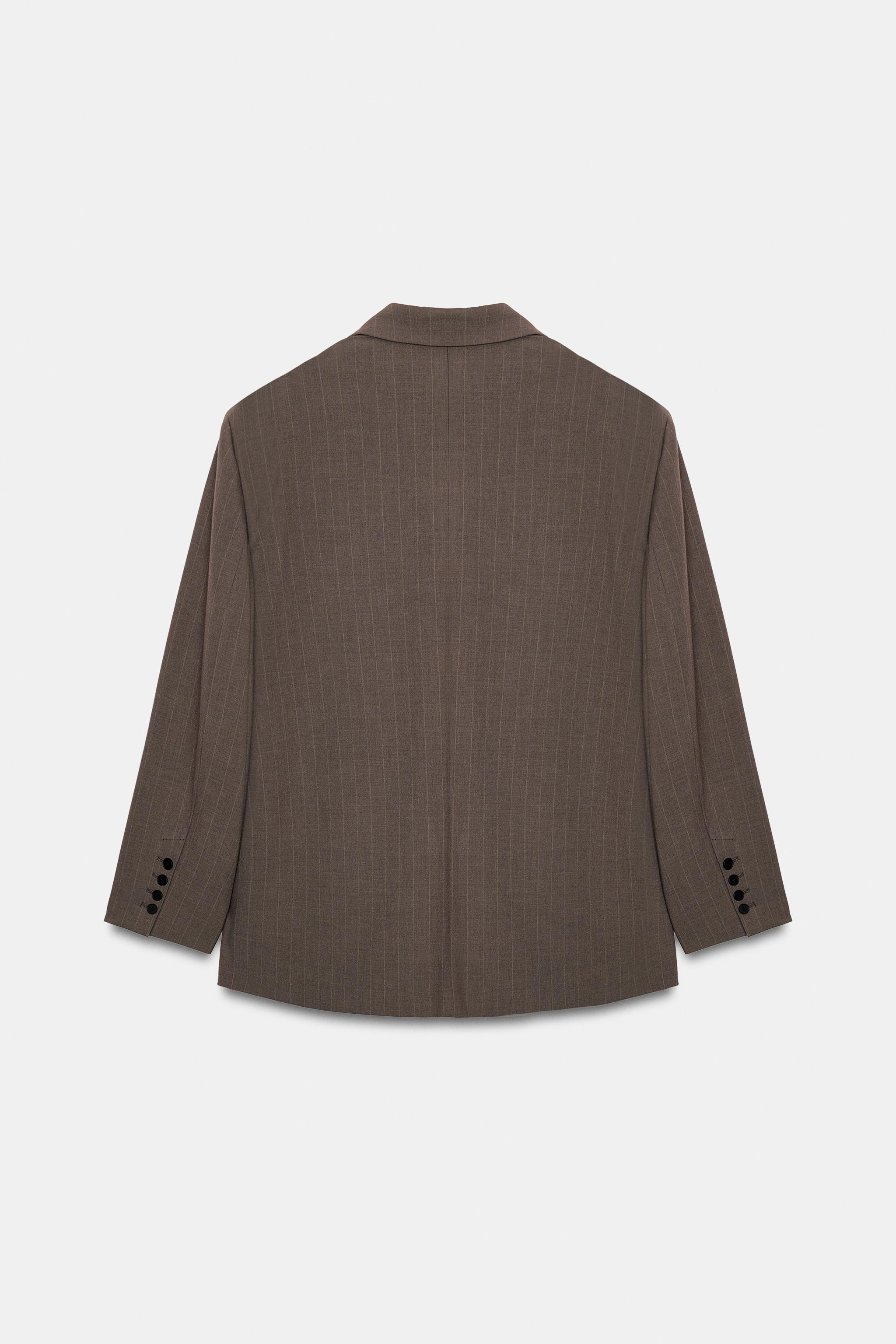 ÇİFT KUMAŞ ÇİZGİLİ OVERSIZE BLAZER - Görsel 6