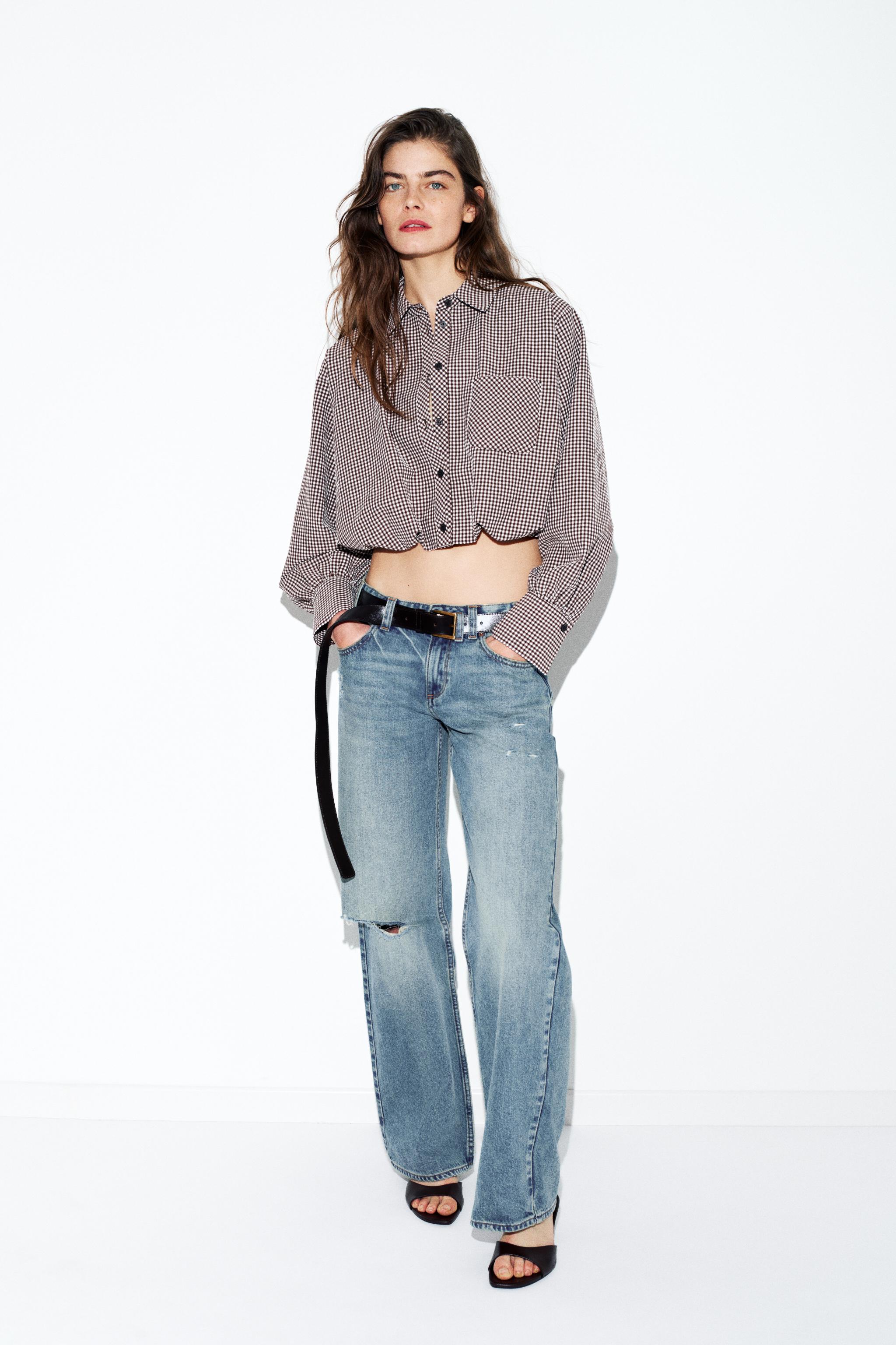 GINGHAM BALLOON SHIRT - Brown / Ecru | ZARA United States