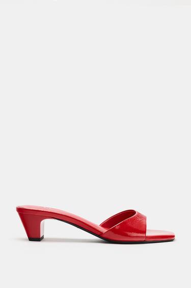 LEATHER MULE SANDALS - Red by Zara - Image 0