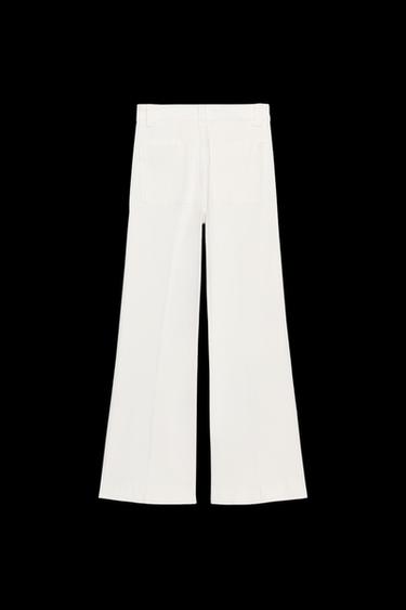 Zara ZW COLLECTION HIGH RISE FULL LENGTH JEANS - Oyster-white