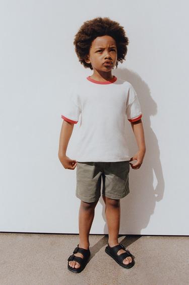 T-SHIRT LISERÉS CONTRASTE - Rouge de Zara