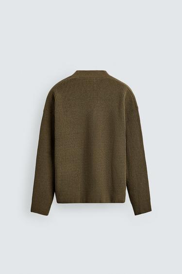 TEXTURED RELAXED FIT CARDIGAN - Khaki by Zara - Image 7