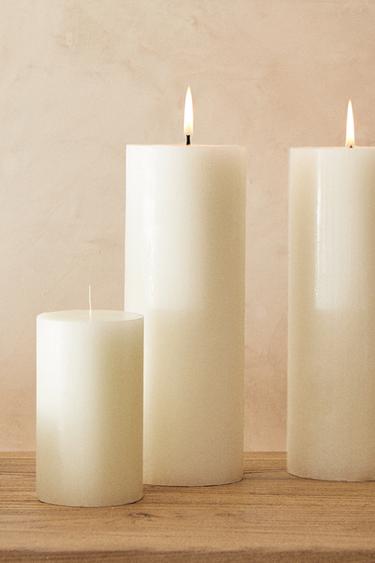 LONG DECORATIVE CYLINDRICAL CANDLE - White by Zara - Image 6