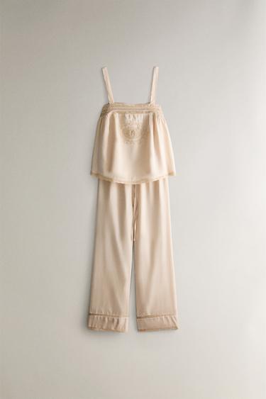 TOP SATIN AJOURÉ - Beige clair de Zara - Image 4