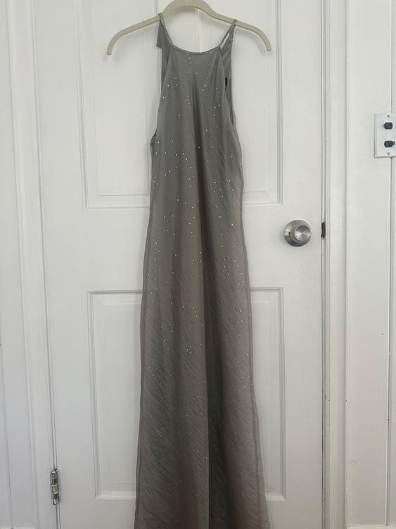 zara silver halter neck dress SHIMMER MIDI SECOND HAND Sequin halter mini dress