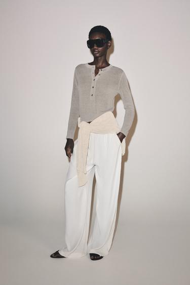 Zara 鈕扣領針織衫 - 灰色